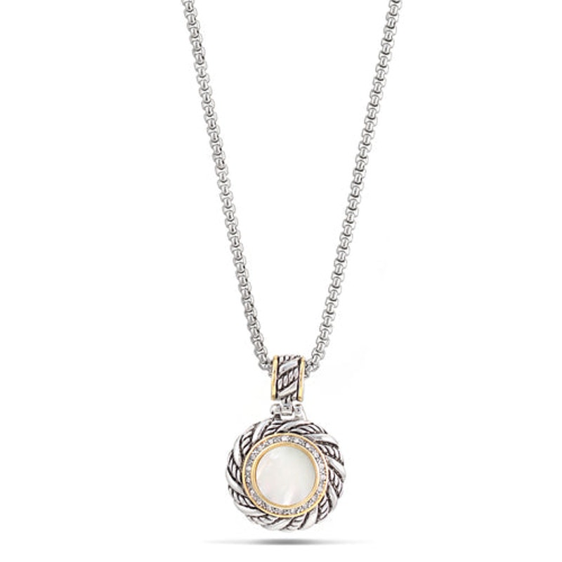 Women's Silver-Tone 1.5" Mother Of Pearl Crystal Pendant 16" Necklace New
